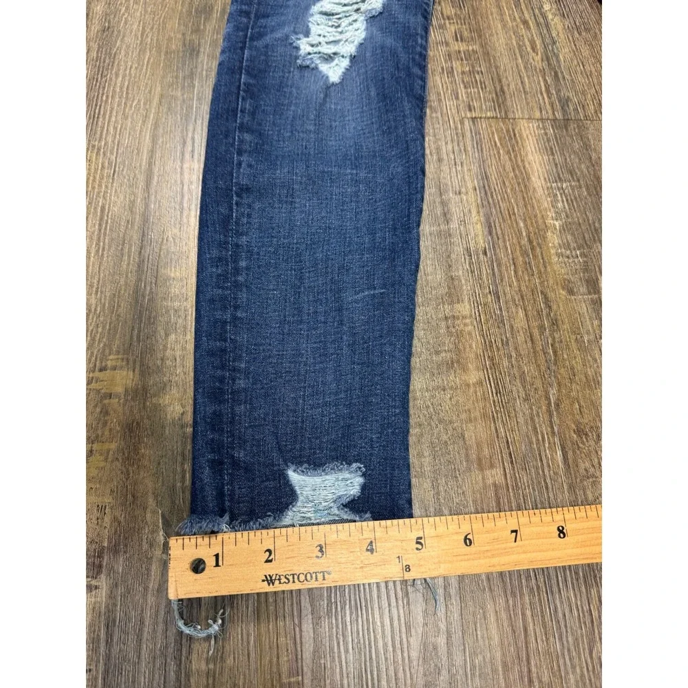 Madewell High Rise Skinny Jeans Distressed Raw Hem Dark Wash H0317 Womens 27